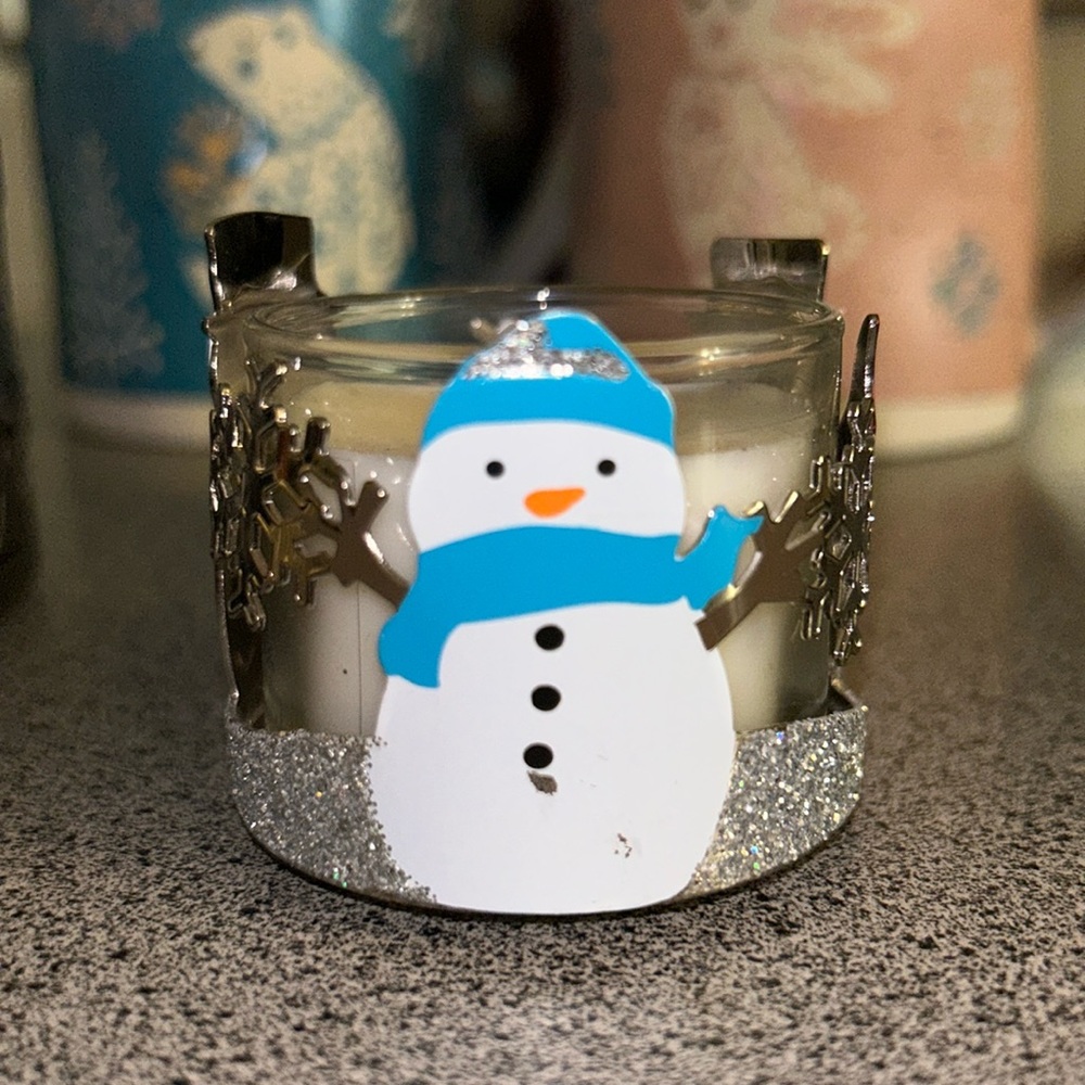 Bath and Body Works snowman with snowflake candle holder for tiny candle new - Picture 3 of 7